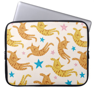 Kute cats naadloos patroon met sterren grappig tre laptop sleeve
