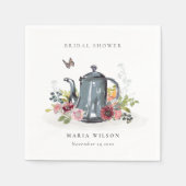 Kute Cheerful Rozen Floral Teapot Vrijgezellenfees Servet (Voorkant)