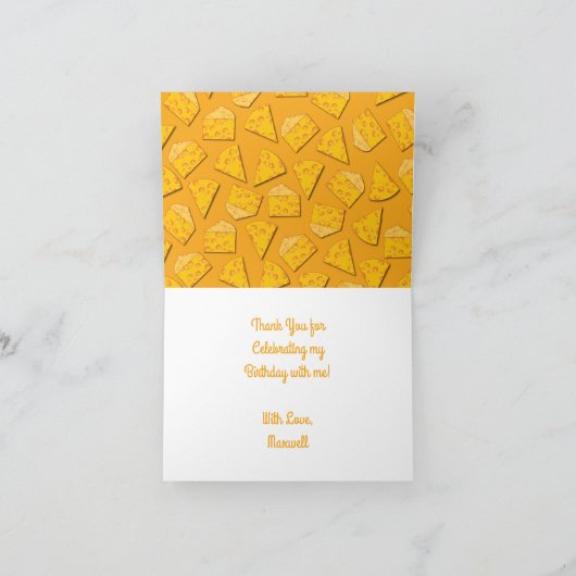 Kute Cheese Wedge Kinder 1e verjaardag Kaart (Binnen)