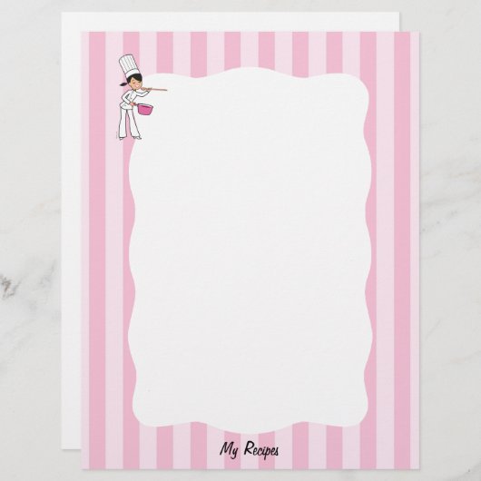 Kute Chef Recipe Pages voor Multomap (Voorkant / Achterkant)