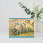 Kute Chick Easter Greetings Briefkaart (Staand voorkant)