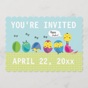 Kute Chicken Easter Egg Hunt Invitation Kaart