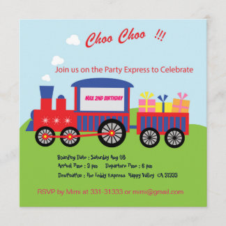 Kute Choo Train Birthday Party Invitation Kaart