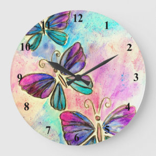 Kute Colorful Butterflies - Grote Klok