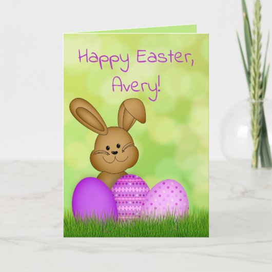 Kute Colorful Cartoon Easter Bunny Kinder Kaart (Voorkant)