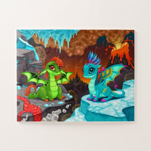 Kute Colorful Dragons Valley Legpuzzel (Horizontaal)