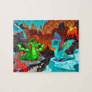 Kute Colorful Dragons Volcano Valley Legpuzzel