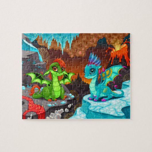 Kute Colorful Dragons Volcano Valley Legpuzzel (Horizontaal)