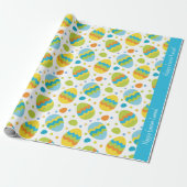 Kute Colorful Easter Egg Pattern met Kind Name Cadeaupapier (Uitgerold)