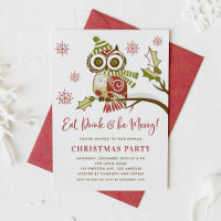 Kute Colorful Festive Green Owl kerstparty