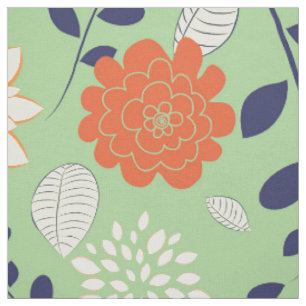 Kute Colorful Retro Floral Pattern Stof