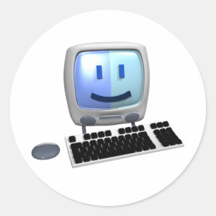 Kute computergezicht. ronde sticker