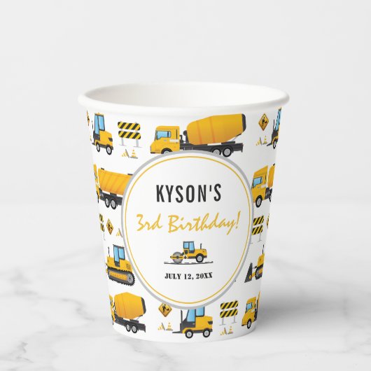 Kute constructiedronk Genderneutraal Papieren Bekers (Voorkant)