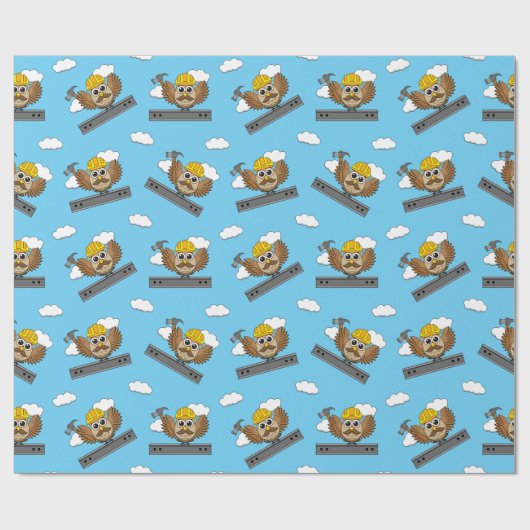 Kute constructiewerper met harde Pet Cartoon Cadeaupapier (Vlak)