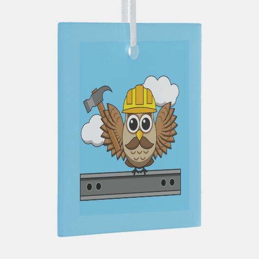 Kute constructiewerper met harde Pet Cartoon Glas Ornament (Voorkant Rechts)