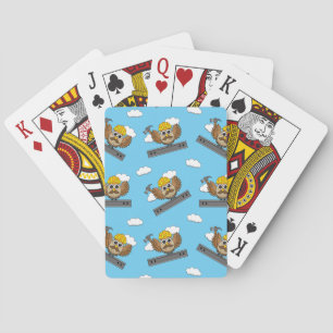 Kute constructiewerper met harde Pet Cartoon Pokerkaarten