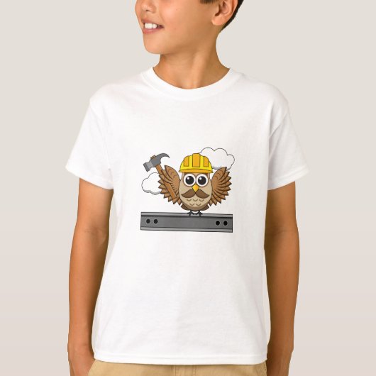 Kute constructiewerper met harde Pet Cartoon T-shirt (Voorkant)