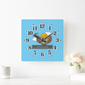 Kute constructiewerper met harde Pet Cartoon Vierkante Klok (Huis)