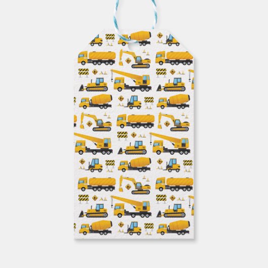 Kute Construction Thormed Kinder Party Dank u Cadeaulabel (Achterkant)