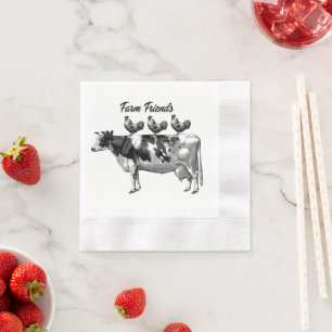 Kute country  animal koe rosters napkins servetten