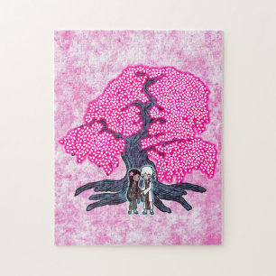Kute Couple onder de Cherry Blossom Tree Legpuzzel