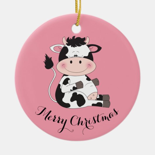 Kute Cow-Cartoon Keramisch Ornament (Voorkant)