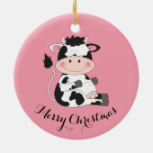 Kute Cow-Cartoon Keramisch Ornament (Achterkant)
