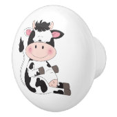Kute Cow-Cartoon Keramische Knop (Rechts)