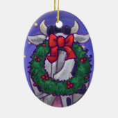 Kute Cow-kerstversiering Keramisch Ornament (Achterkant)