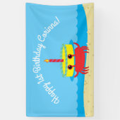 Kute Crab Beach 1st Birthday Party Spandoek (Verticaal)