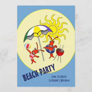 Kute Crawfish Lobster Beach Party Kaart