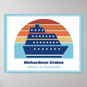 Kute cruise Ship Family Trip Sunset Personated Poster