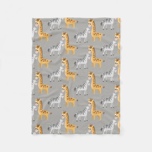 Kute cudly Baby Giraffe en Zebra aangepaste kleur Fleece Deken (Voorkant)