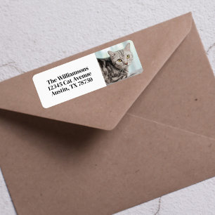 Kute Custom Cat Photo Pet Owner Return Address Etiket
