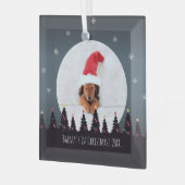 Kute Custom First Kerstpuppy Photo Template Glas Ornament (Voorkant links)