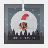 Kute Custom First Kerstpuppy Photo Template Glas Ornament (Voorkant)