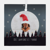 Kute Custom First Kerstpuppy Photo Template Glas Ornament (Achterkant)