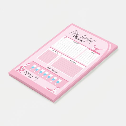 Kute Daily Fitness Workout Tracker Planner Post-it® Notes (Schuin)