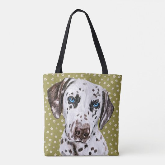 Kute Dalmatian met groen wit ventilator Draagtas (Achterkant)