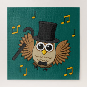 Kute Dansend Owl met de Cartoon van Muzieknoten Legpuzzel