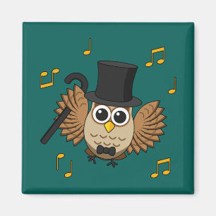 Kute Dansend Owl met de Cartoon van Muzieknoten Magneet