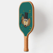 Kute Dansend Owl met de Cartoon van Muzieknoten Pickleball Paddle (Links)
