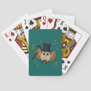 Kute Dansend Owl met de Cartoon van Muzieknoten Pokerkaarten