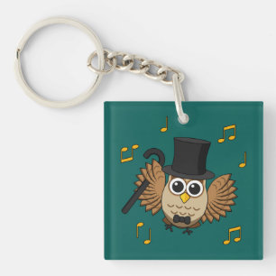Kute Dansend Owl met de Cartoon van Muzieknoten Sleutelhanger