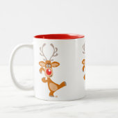 Kute dansende Cartoon rendierMok Tweekleurige Koffiemok (Links)
