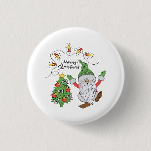 Kute dansende kerstboom ronde button 3,2 cm