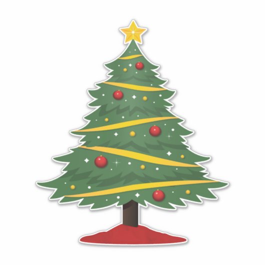 Kute Decoration Sparkly Kerstboom Sticker (Voorkant)