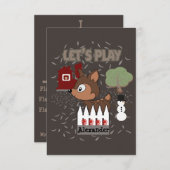 Kute Deer Let's Play-Play Date Invitation (Voorkant / Achterkant)