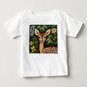 Kute Deer met bladeren en bloemen