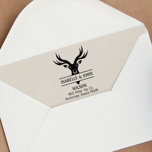 Kute Deer Return Address Family Rubberstempel